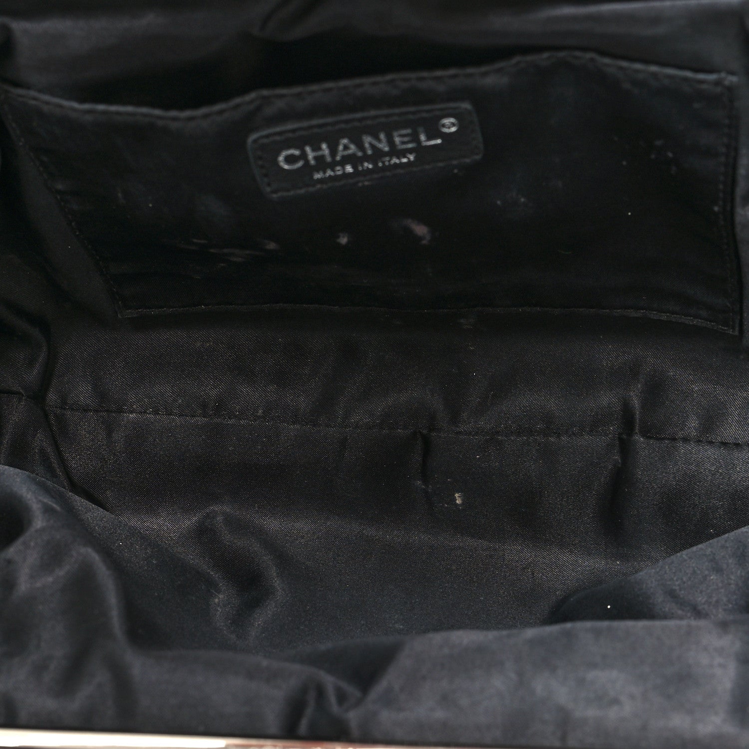 Chanel Vinyl Diamond Kiss Lock Clutch Black 5 of 14