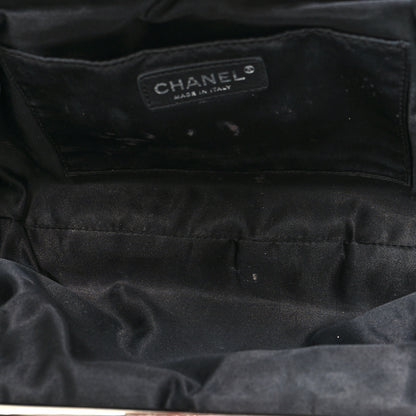 Chanel Vinyl Diamond Kiss Lock Clutch Black 5 of 14
