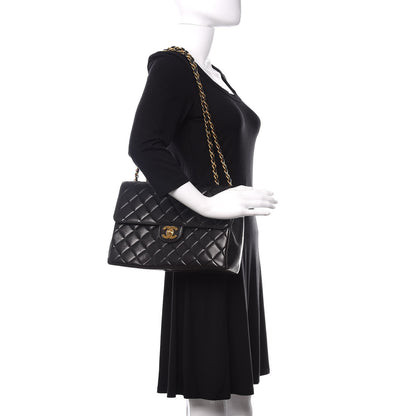 Chanel Lambskin Quilted Jumbo Single Flap Black 2 of 10