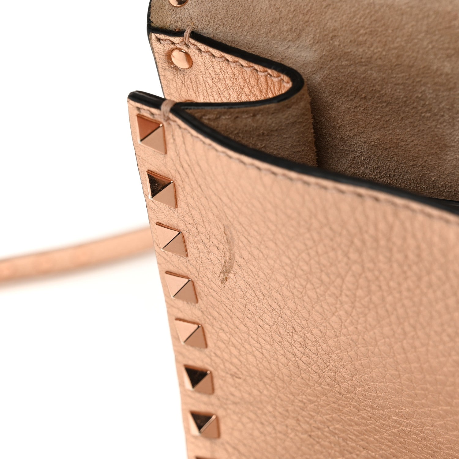 Valentino Garavani Metallic Pebbled Calfskin Medium Rockstud Flip Lock Crossbody Bag Rame 11 of 12