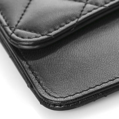 Chanel Lambskin Quilted Classic Pouch With Handle Black 7 of 9