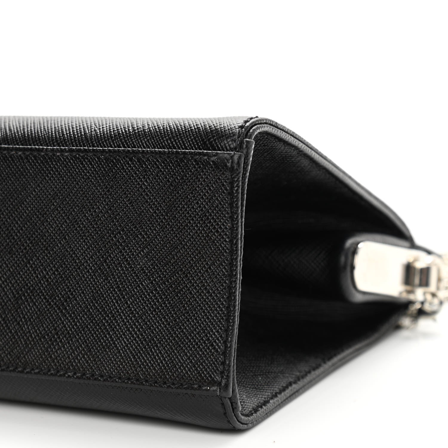 Prada Saffiano Top Handle Frame Bag Black 9 of 9