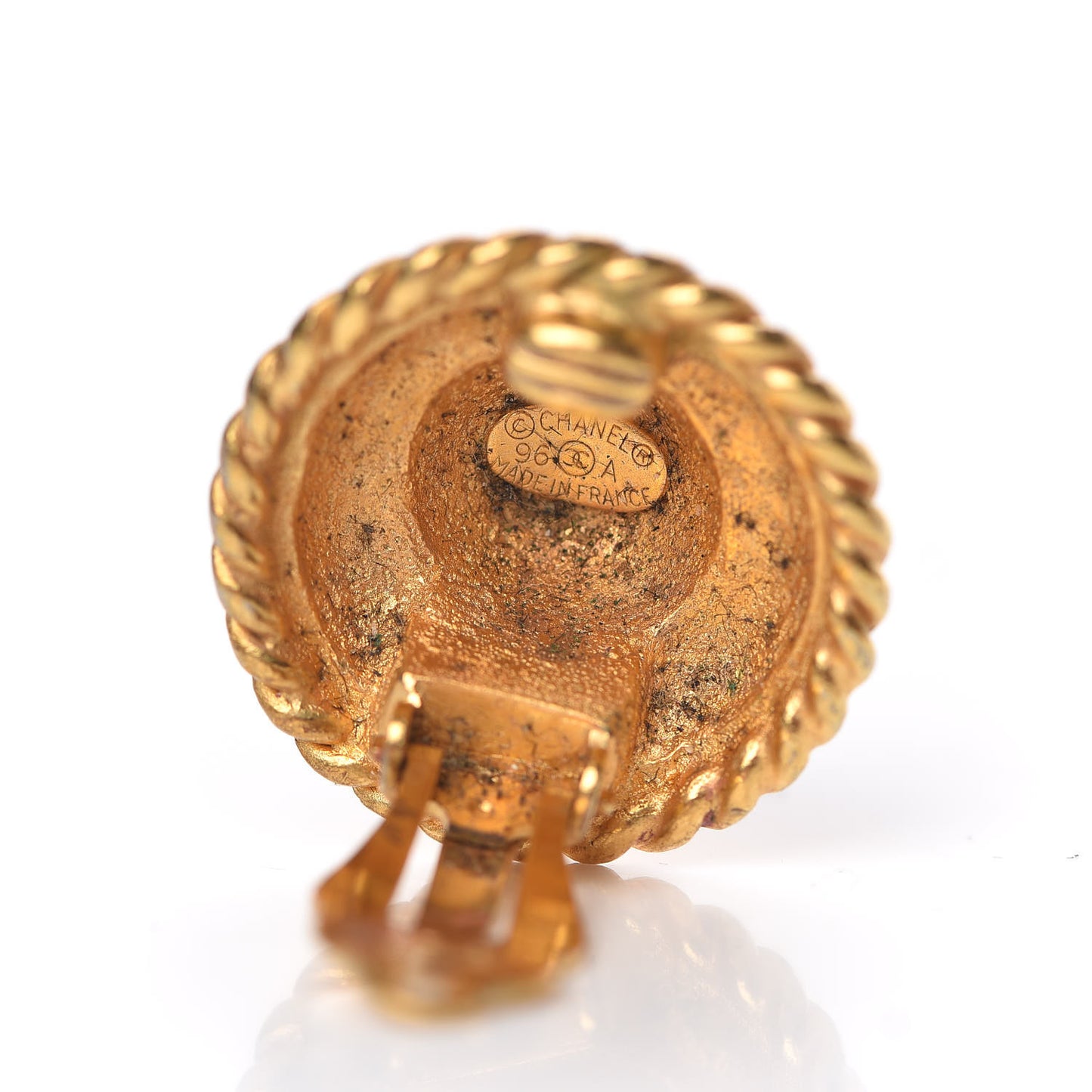 Button Clip On Earrings Gold