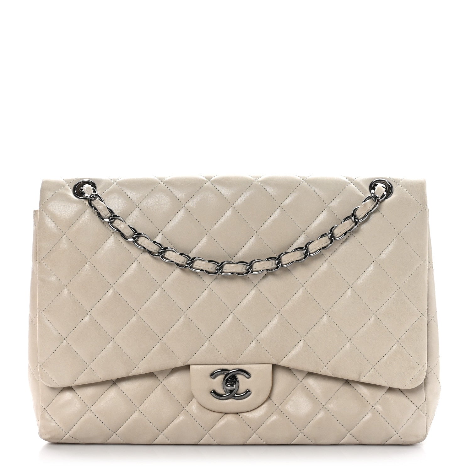 Chanel Lambskin Quilted Maxi Single Flap Beige 1 of 13
