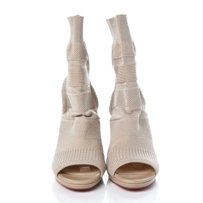 Christian Louboutin Maille Tricot Nappa Cheminene 120 Sock Ankle Boots 40 Beige 2 of 8