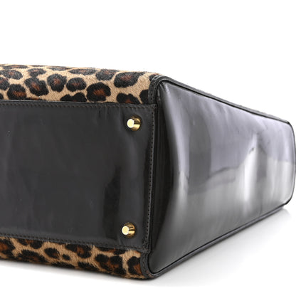 Christian Dior Patent Pony Hair Leopard Print Large Lady Dior Brown 10 of 13
