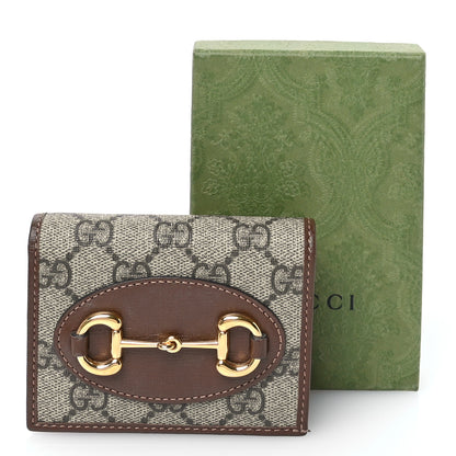 Gucci GG Supreme Monogram Horsebit 1955 Card Case Wallet Beige Ebony Brown Sugar 6 of 7