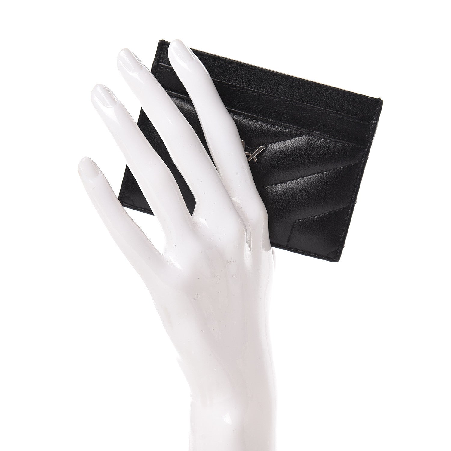 Saint Laurent Calfskin Y Quilted Monogram LouLou Credit Card Case Black 2 of 8