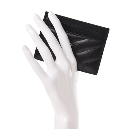 Saint Laurent Calfskin Y Quilted Monogram LouLou Credit Card Case Black 2 of 8
