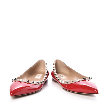 Valentino Garavani Patent Nappa Rockstud Ballerina Flats 39.5 Rosso Valentino Poudre 6 of 10