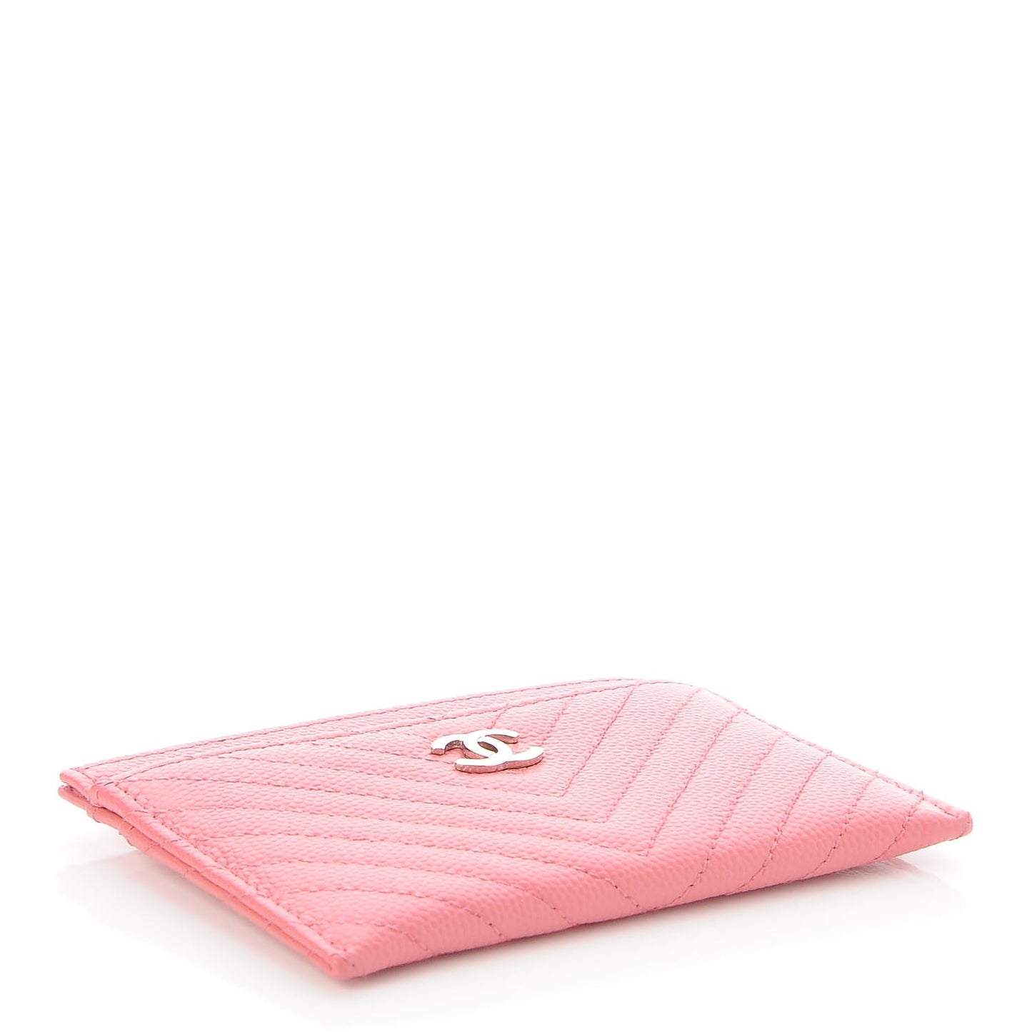 Caviar Chevron Quilted Card Holder Pink