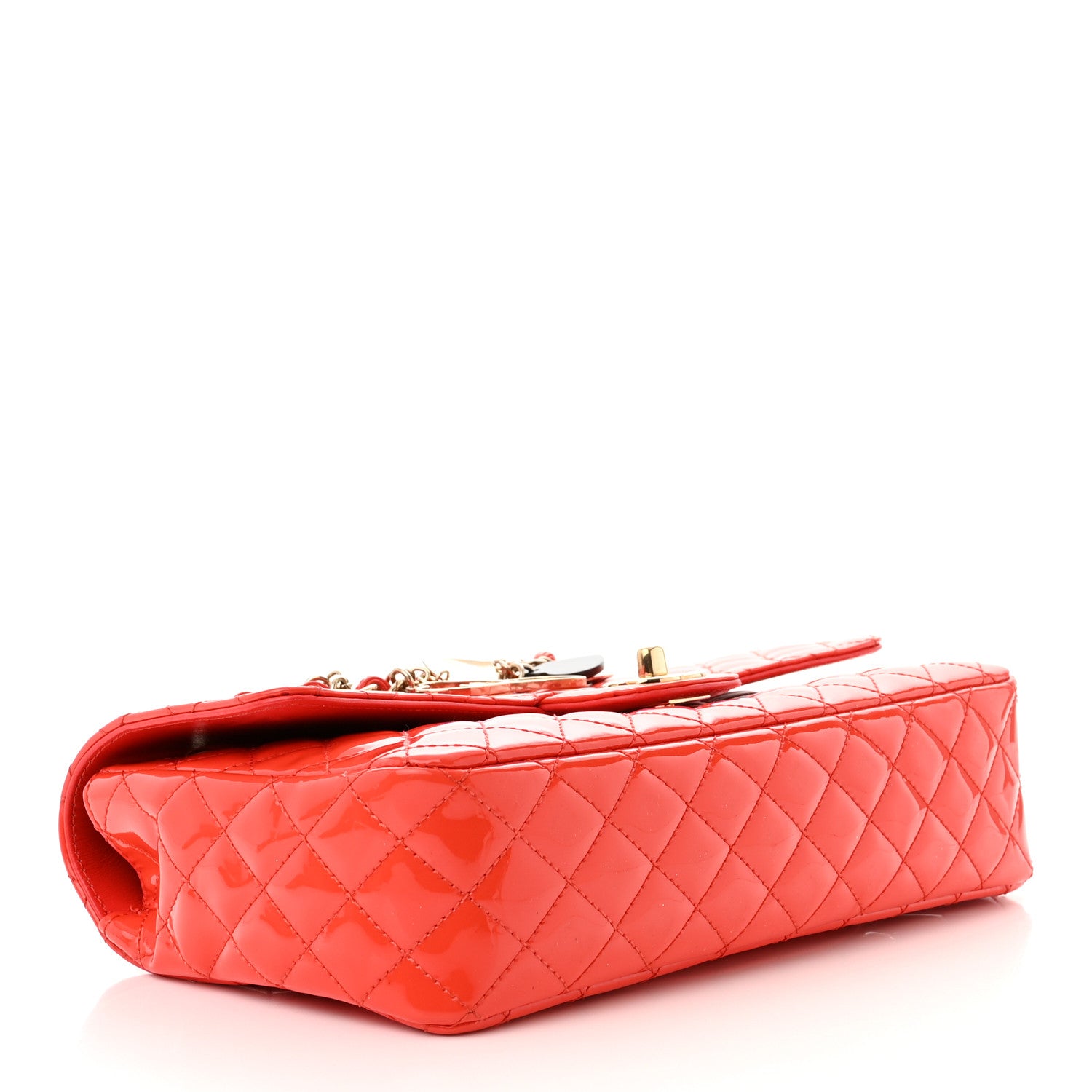 Chanel Patent Calfskin Quilted Valentine Charms Medium Single Flap Red 4 of 10