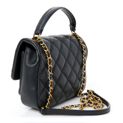 Chanel Calfskin Quilted Top Handle Flap Black 3 of 11