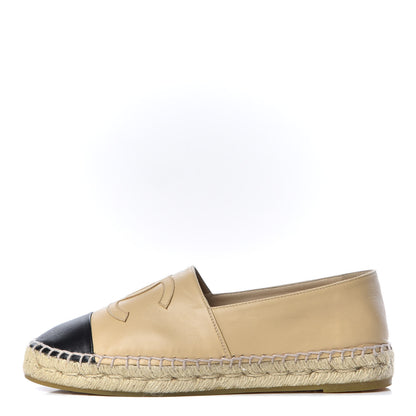 Chanel Lambskin CC Espadrilles 39 Beige Black 1 of 11