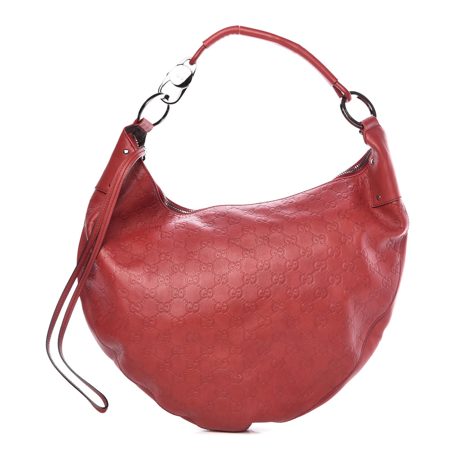 Guccissima Half Moon Bamboo Ring Hobo Red
