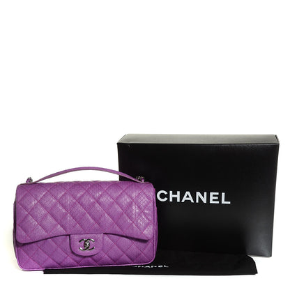 Chanel Elaphe Snakeskin Quilted Jumbo Easy Carry Flap Purple 11 of 16