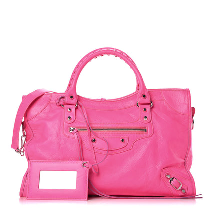 Balenciaga Agneau Classic Silver Hardware City Rose Fluo 1 of 11
