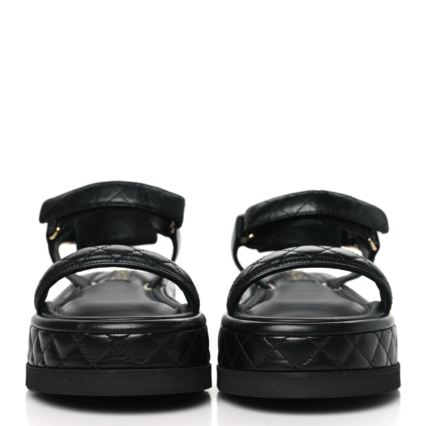 Lambskin Quilted Platform Sandals 39 Black