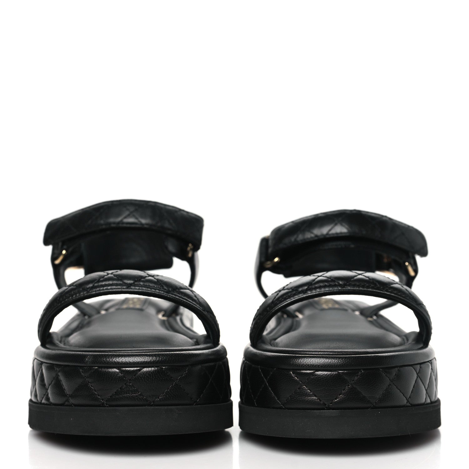 Chanel Lambskin Quilted Platform Sandals 39 Black 2 of 9