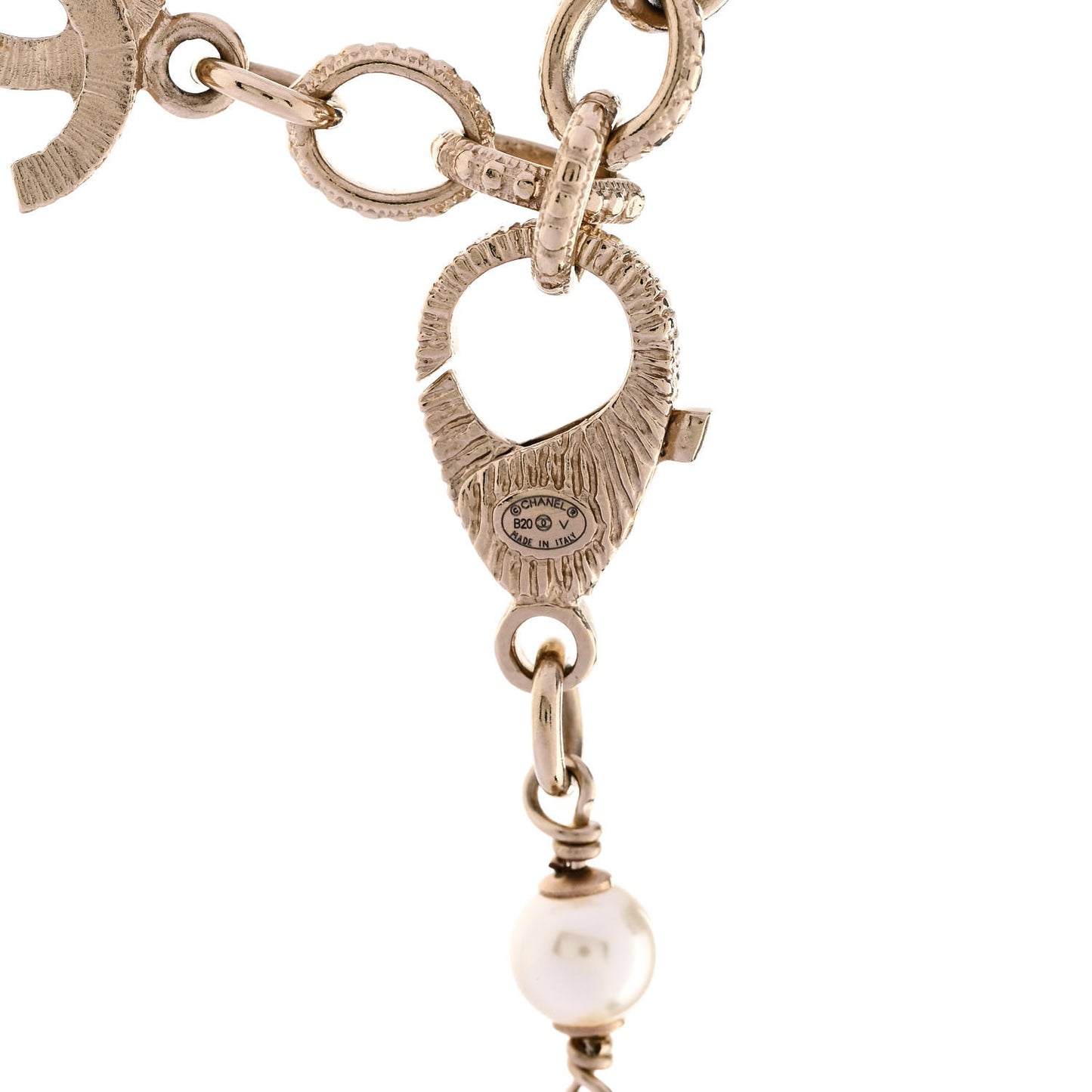 Crystal Baguette Pearl CC Cross Short Necklace Gold