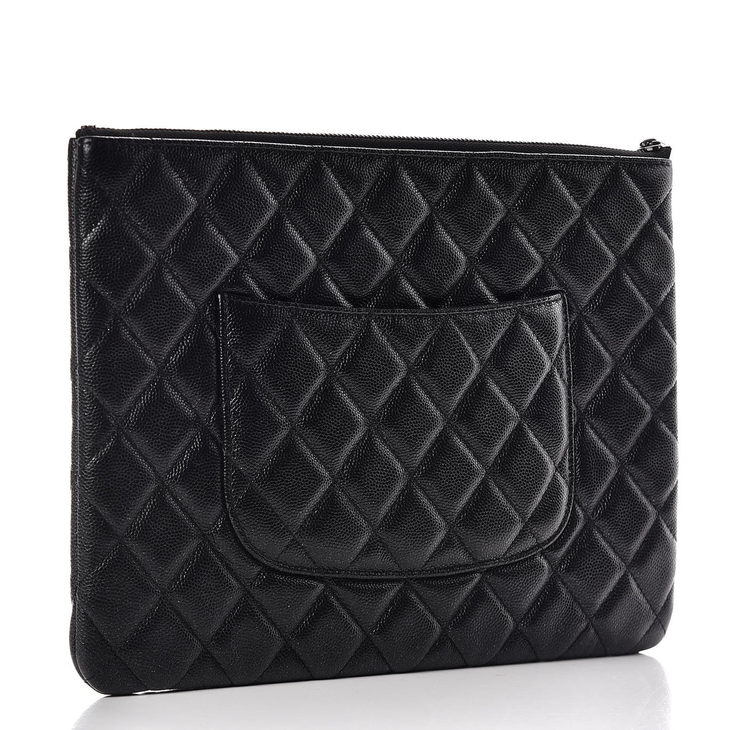 Metallic Caviar Quilted Medium Cosmetic Case Black