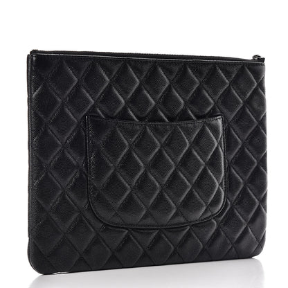 Chanel Metallic Caviar Quilted Medium Cosmetic Case Black 3 of 10