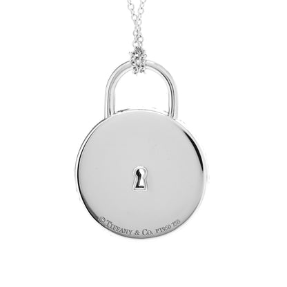 Tiffany Platinum 18K Rose Gold Diamond Vintage Lock Pendant Necklace 5 of 8