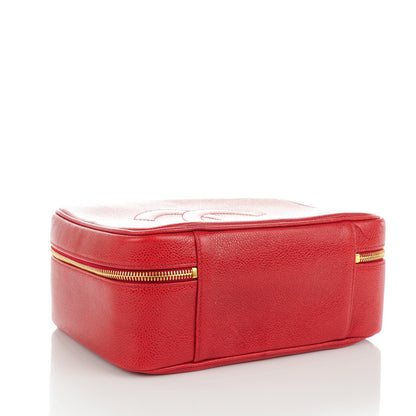 Chanel Caviar CC Vanity Cosmetic Case Red 4 of 9