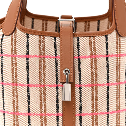 Hermes H Canvas Swift Couverture Carre Picotin Lock 18 PM Ecru Beige Fauve Rose Pop Black Gold 8 of 10