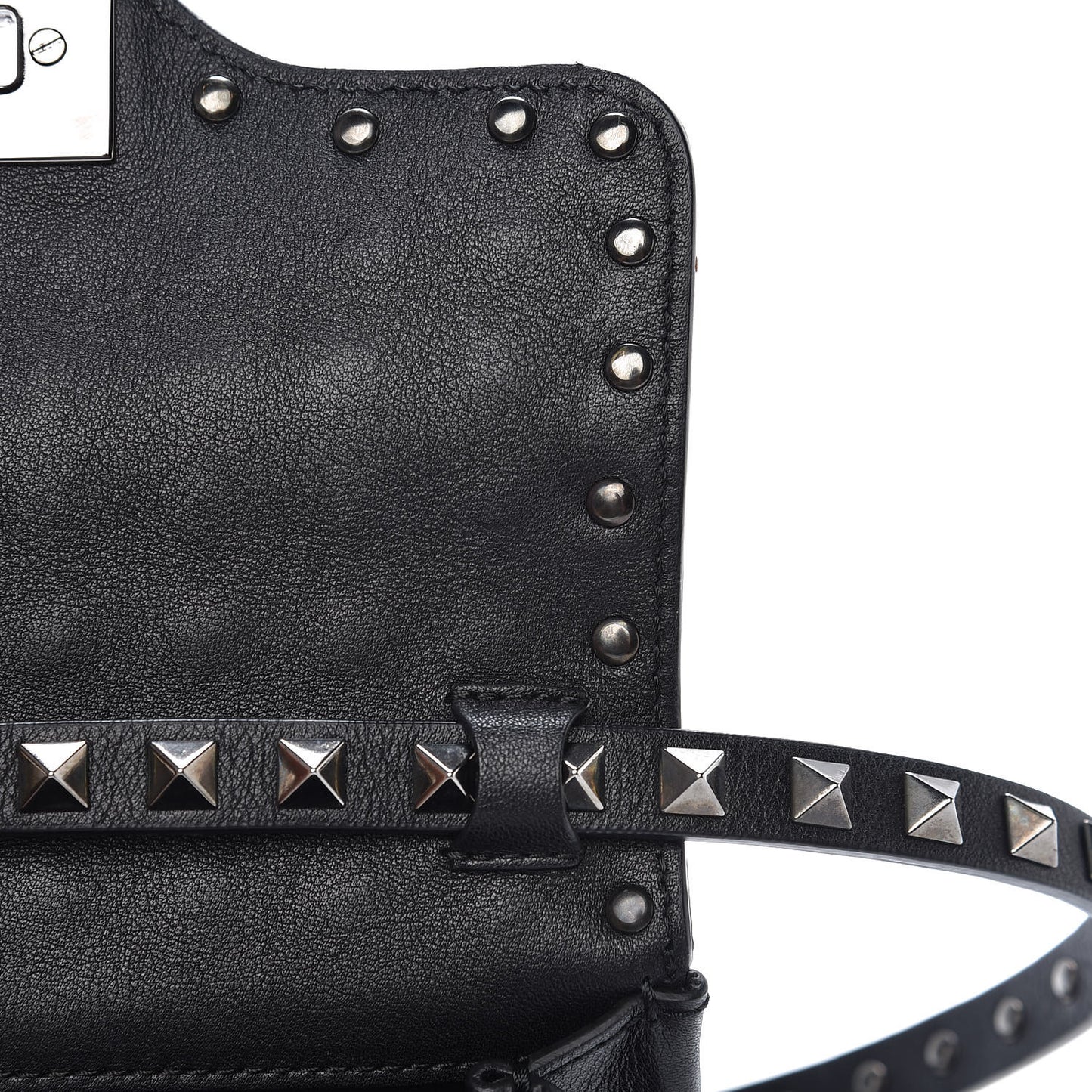 Vitello Mini Rockstud All Over Flap Saddle Crossbody Bag Black