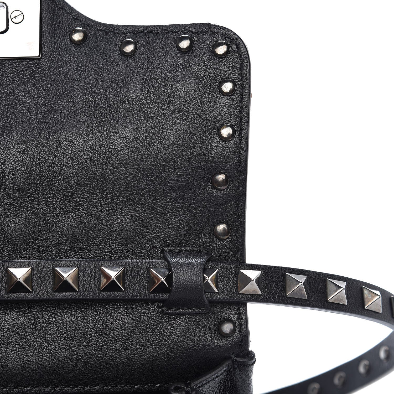 Valentino Garavani Vitello Mini Rockstud All Over Flap Saddle Crossbody Bag Black 9 of 10