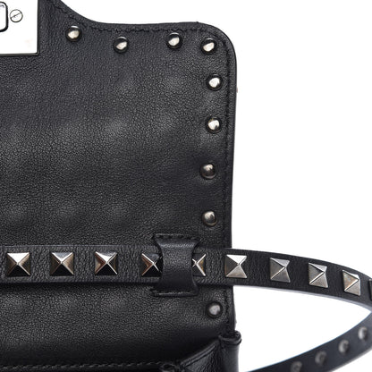 Valentino Garavani Vitello Mini Rockstud All Over Flap Saddle Crossbody Bag Black 9 of 10