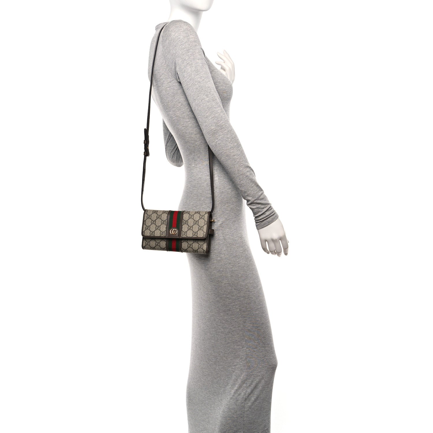 Gucci GG Supreme Monogram Web Ophidia Crossbody Wallet Beige New Acero 3 of 12