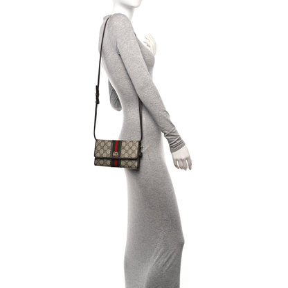 Gucci GG Supreme Monogram Web Ophidia Crossbody Wallet Beige New Acero 3 of 12