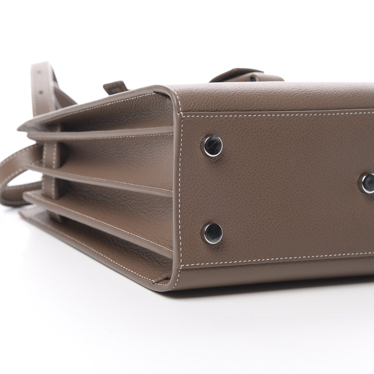Grained Calfskin Topstich Baby Sac De Jour Taupe