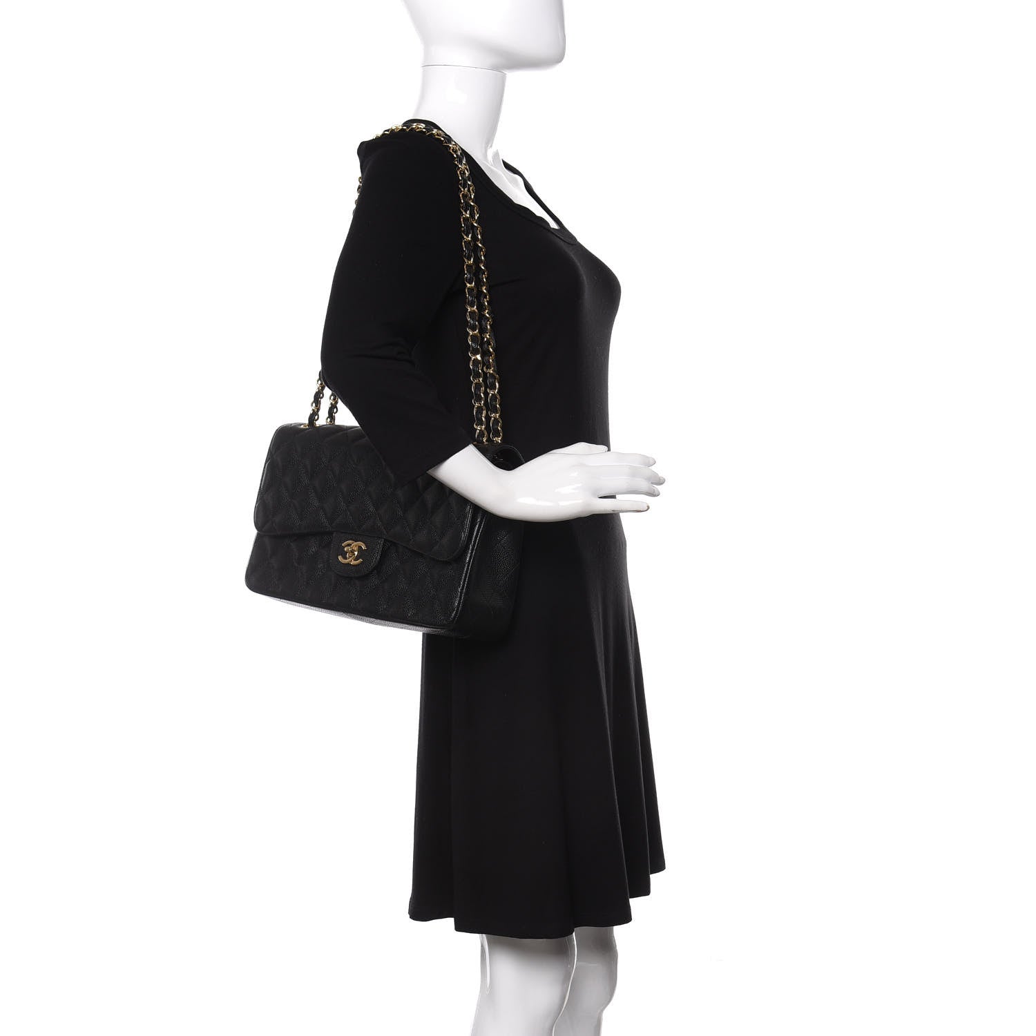Chanel Caviar Quilted Jumbo Double Flap Black 2 of 12