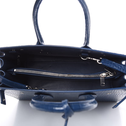Saint Laurent Calfskin Crocodile Embossed Small Sac De Jour Denim 5 of 11