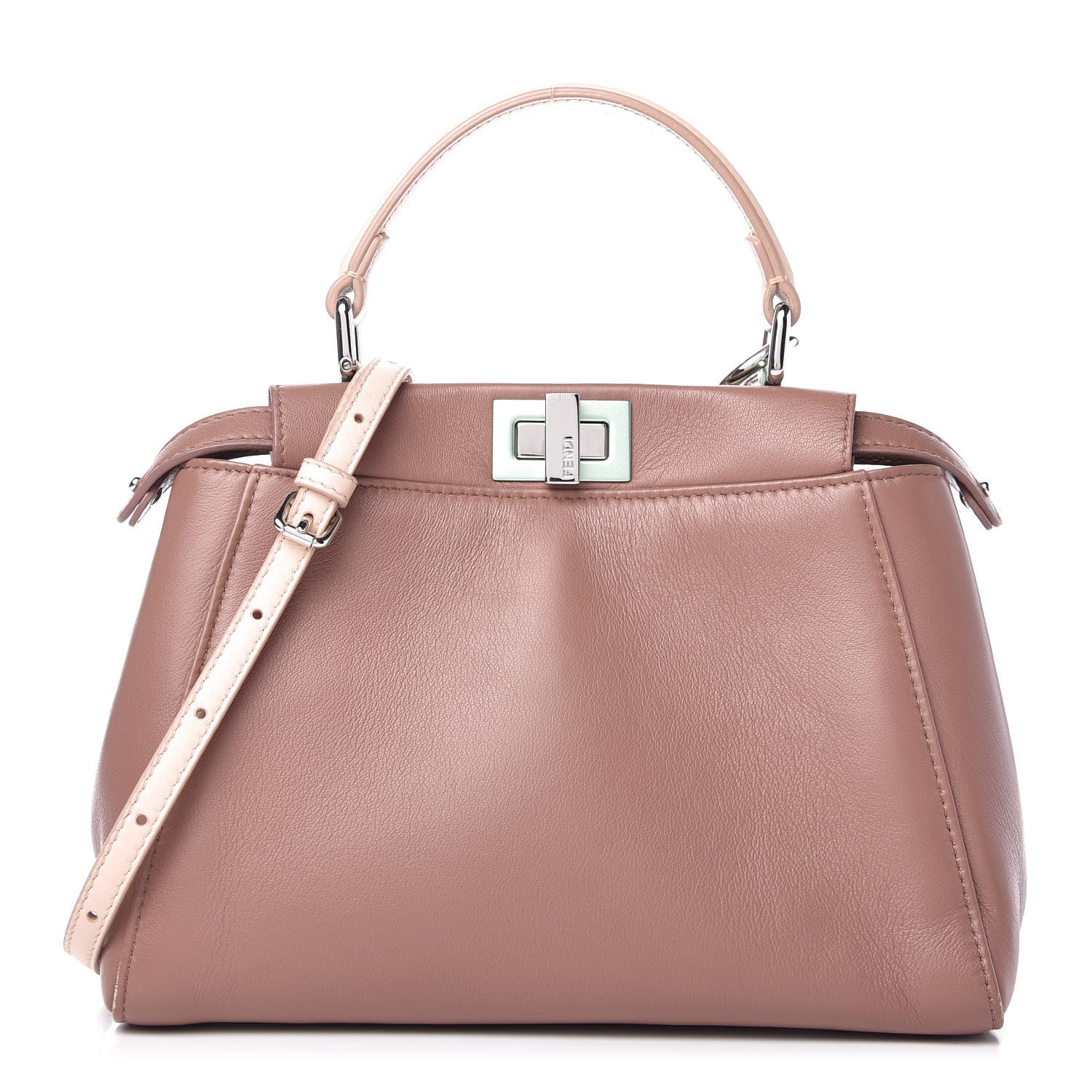Fendi Nappa Colorblock Mini Peekaboo Iconic Satchel English Rose Plaster Oxigen 1 of 9