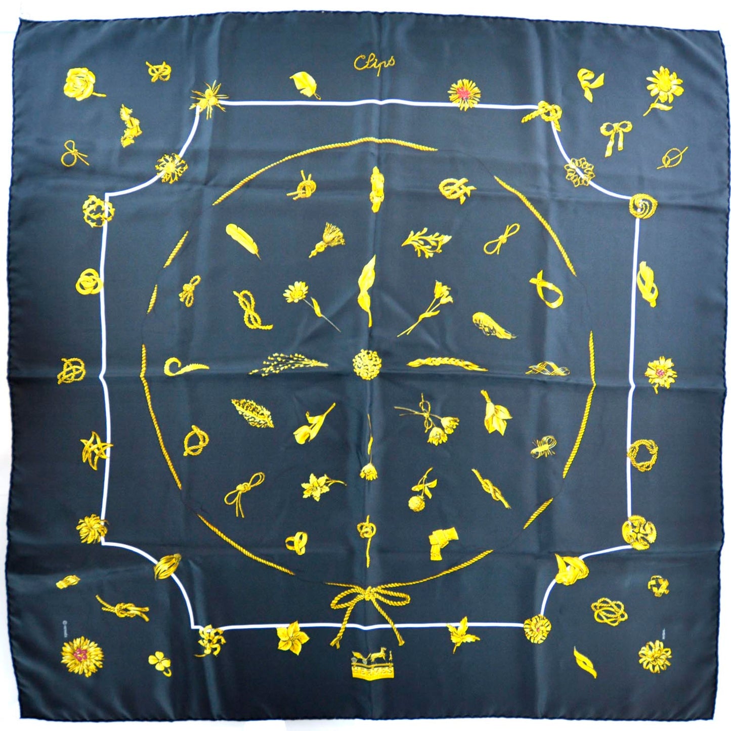 Silk Clips Scarf 90 Black