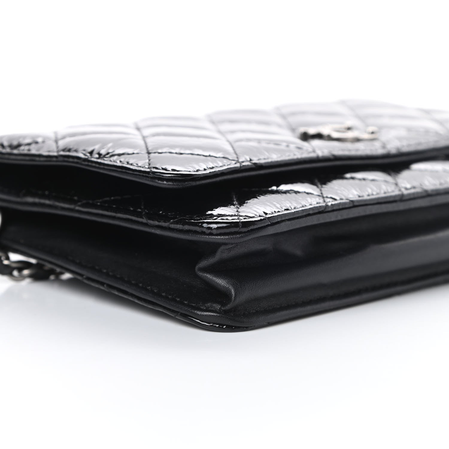 Chanel Patent Quilted Brilliant Wallet On Chain WOC Black 10 of 16