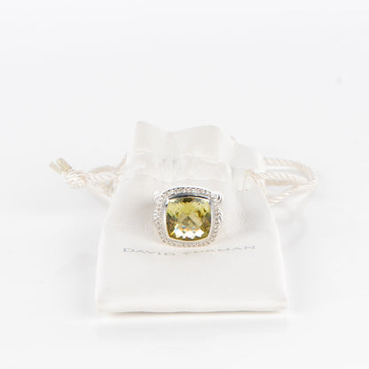 David Yurman Sterling Silver 18K White Gold Diamond Lemon Quartz 14mm Albion Ring 47 4 6 of 12