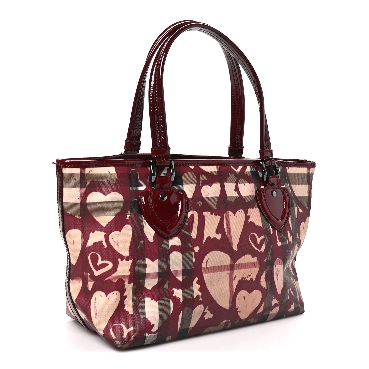 Burberry Nova Check Heart Print Tote Berry 3 of 11