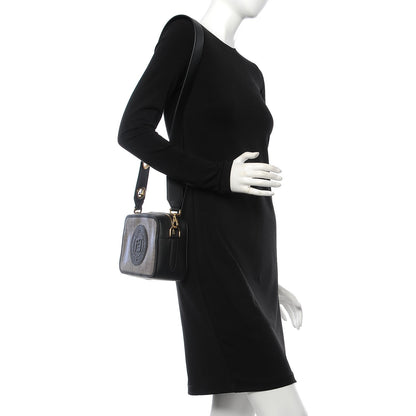 Fendi Glazed Fabric Vitello Century F is Fendi FF 1974 Stamp Patch Camera Case Mogano Panna Black 2 of 8