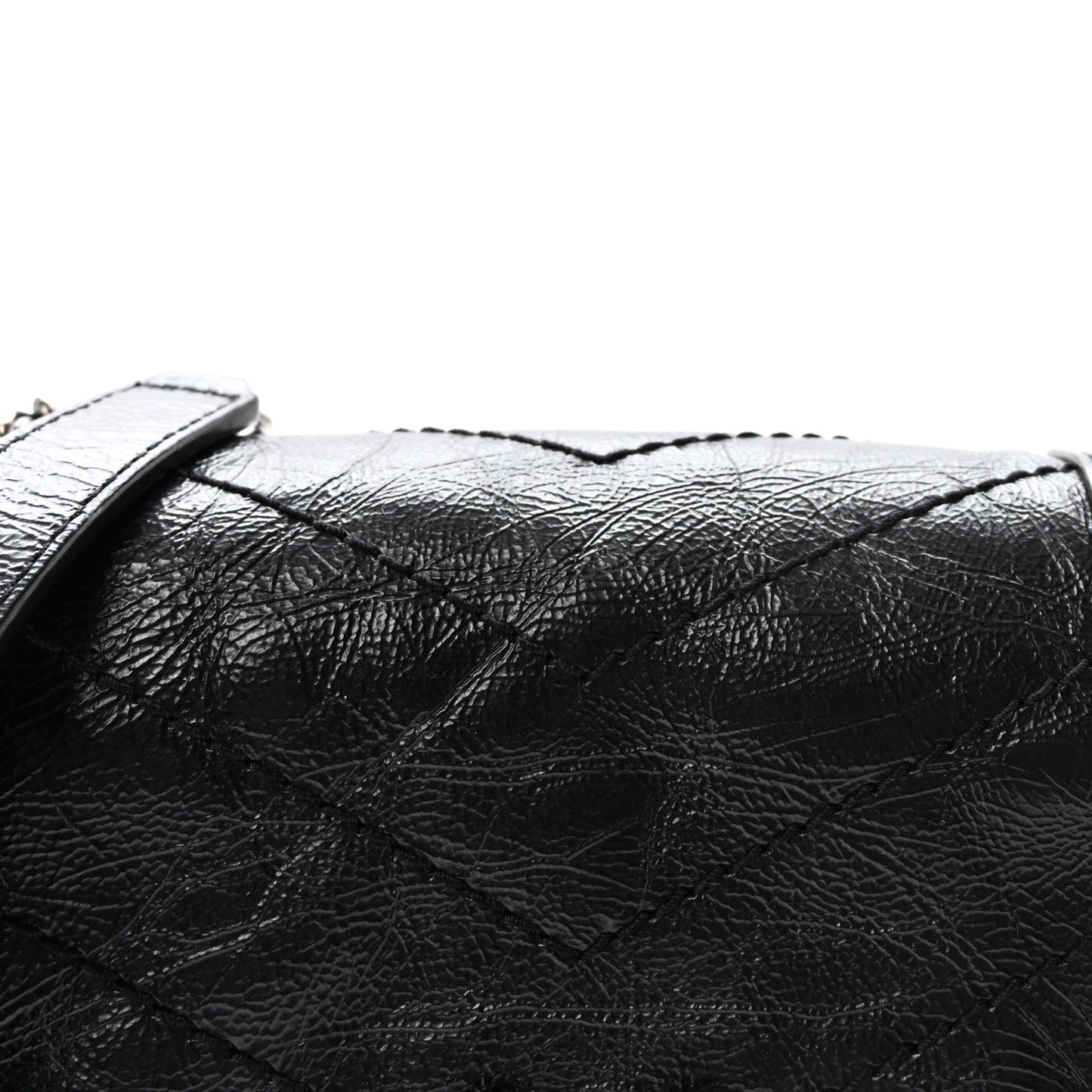 Crinkled Calfskin Matelasse Monogram Niki Chain Wallet Black