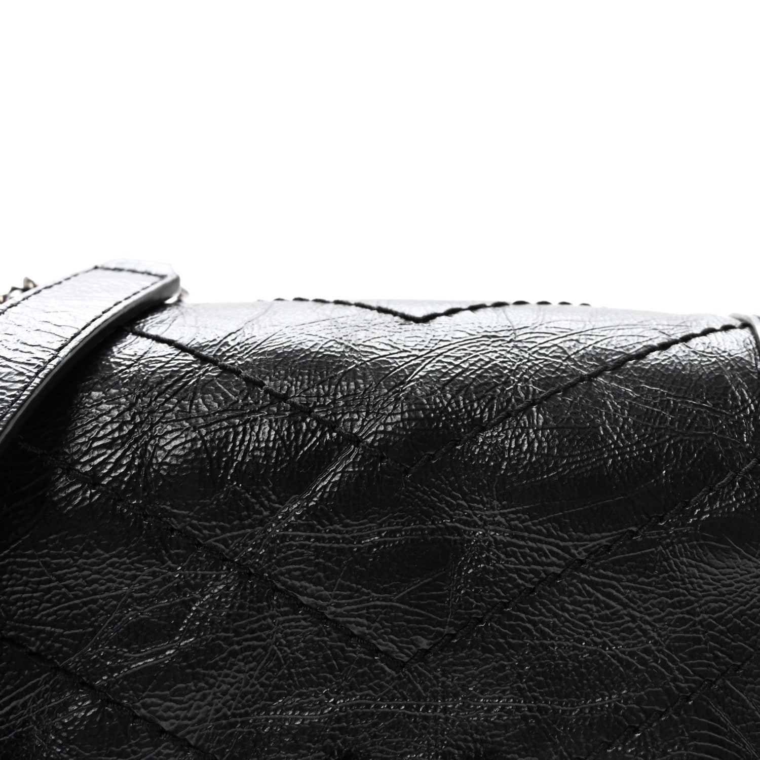 Saint Laurent Crinkled Calfskin Matelasse Monogram Niki Chain Wallet Black 7 of 10