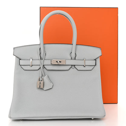 Hermes Taurillon Clemence Birkin 30 Bleu Pale 13 of 13