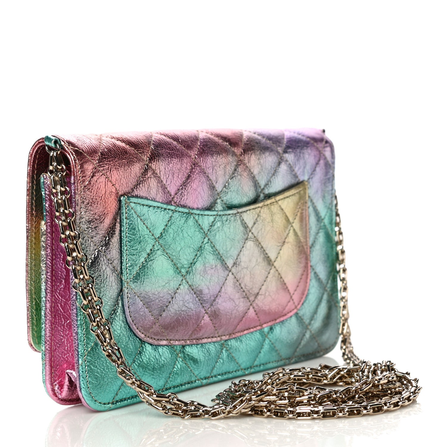 Chanel Metallic Goatskin Quilted 2.55 Reissue Wallet on Chain WOC Multicolor 3 of 12