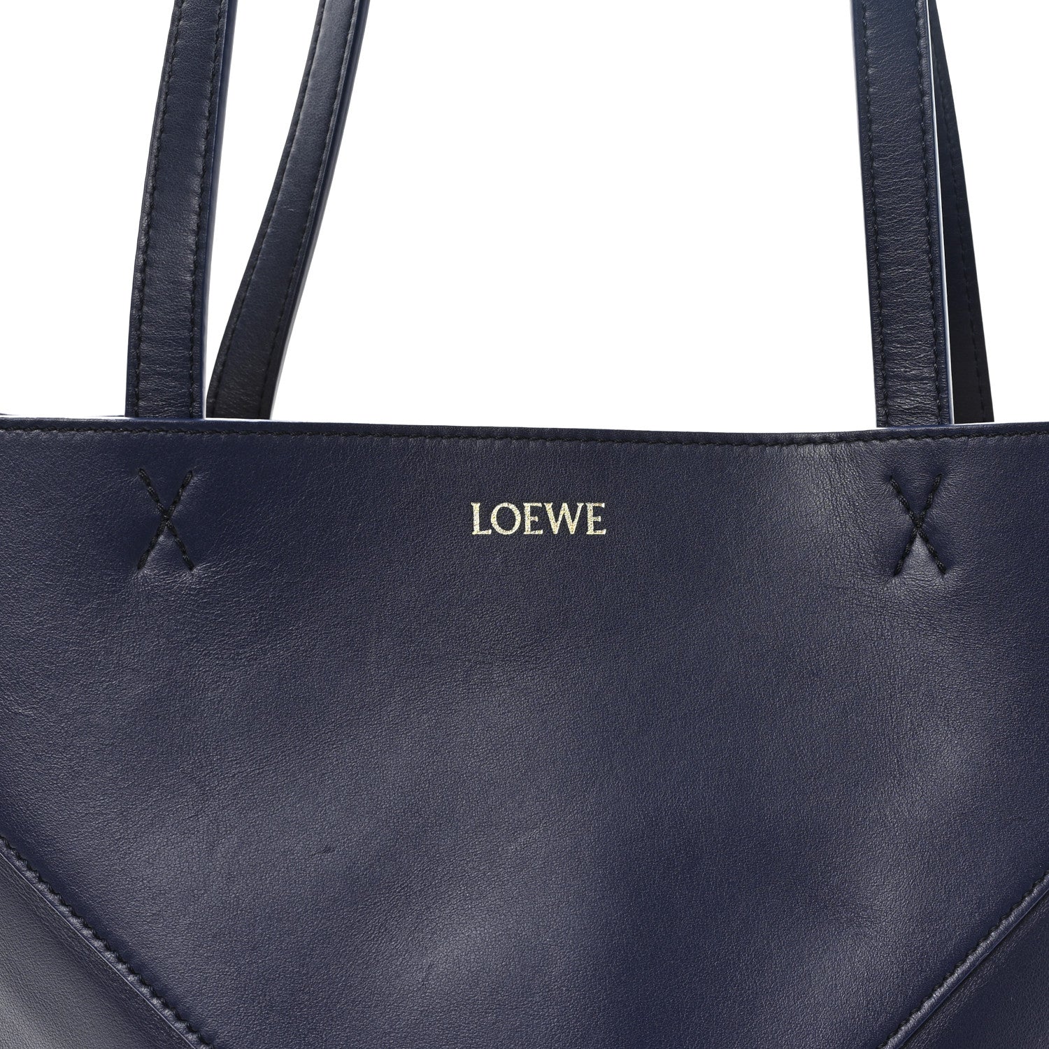 Loewe Shiny Calfskin XL Puzzle Fold Tote Abyss Blue 7 of 9