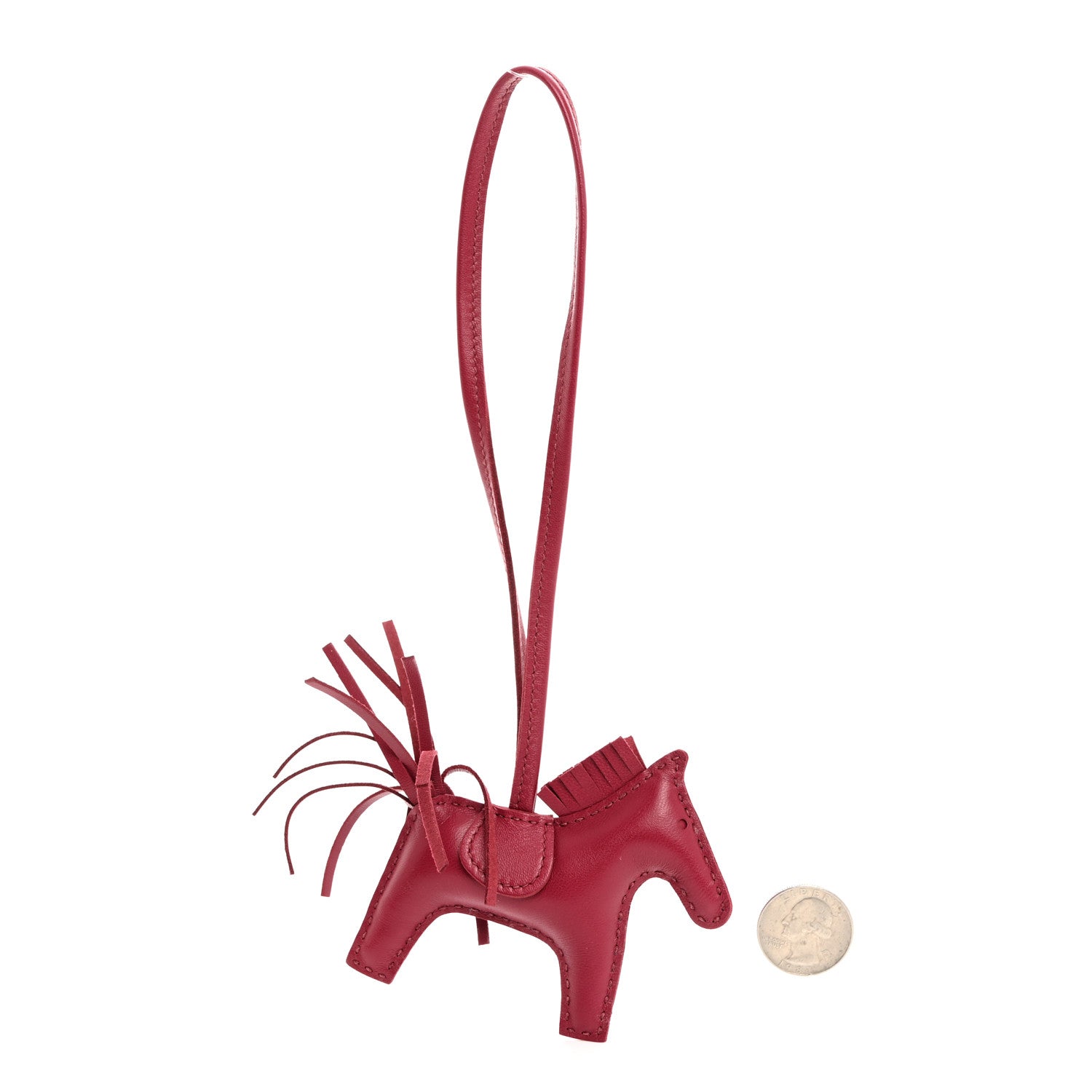 Hermes Milo Lambskin Grigri Rodeo Horse Bag Charm PM Rubis 2 of 5