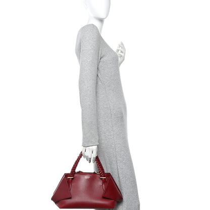 Salvatore Ferragamo Calfskin Braided Small Blossom Top Handle Bag Burgundy 2 of 9